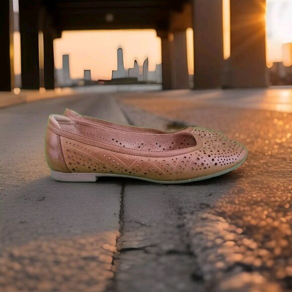 Earth Shoes - ✅EARTH ROYALE SAND BROWN LEATHER BALLET FLATS WOMENS Size 9B LOAFERS DRESS SHOES